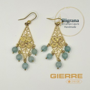 Placcato oro pietre verdi